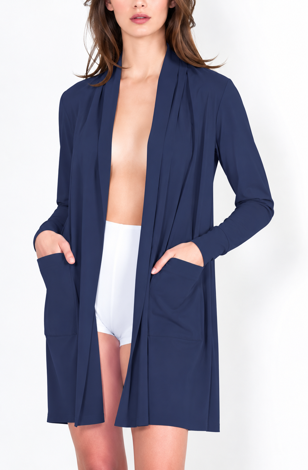 L35 Gilet col chale poche