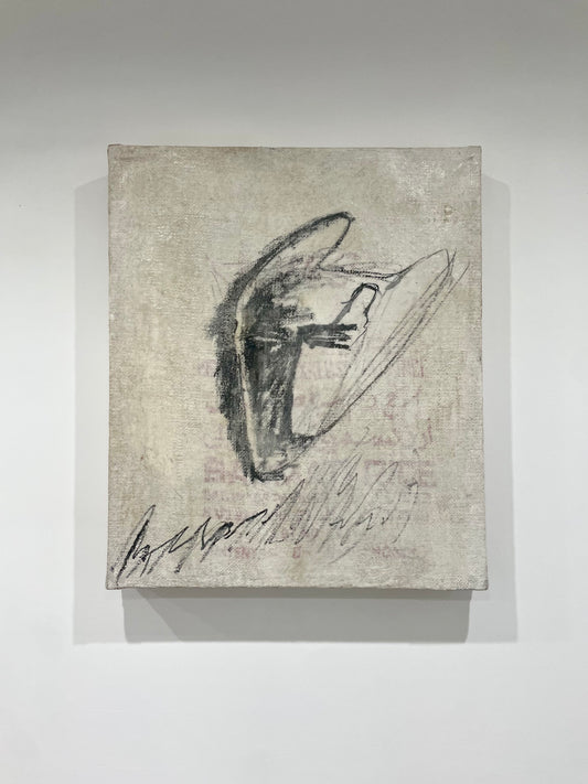 Silence intérieur, fusain, pastel et cire sur toile de jute montée sur bois