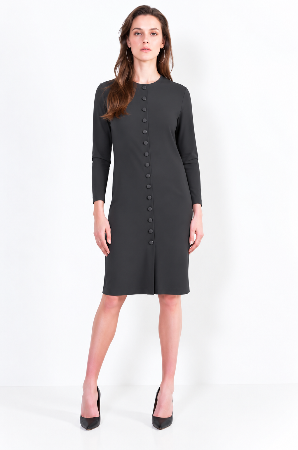 L14 Bis Long buttoned vest with crew neck