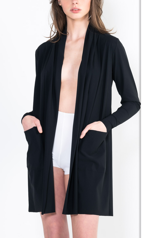 L35 Gilet col chale poche