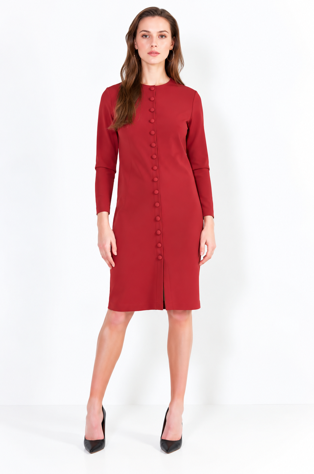 L14 Bis Long buttoned vest with crew neck
