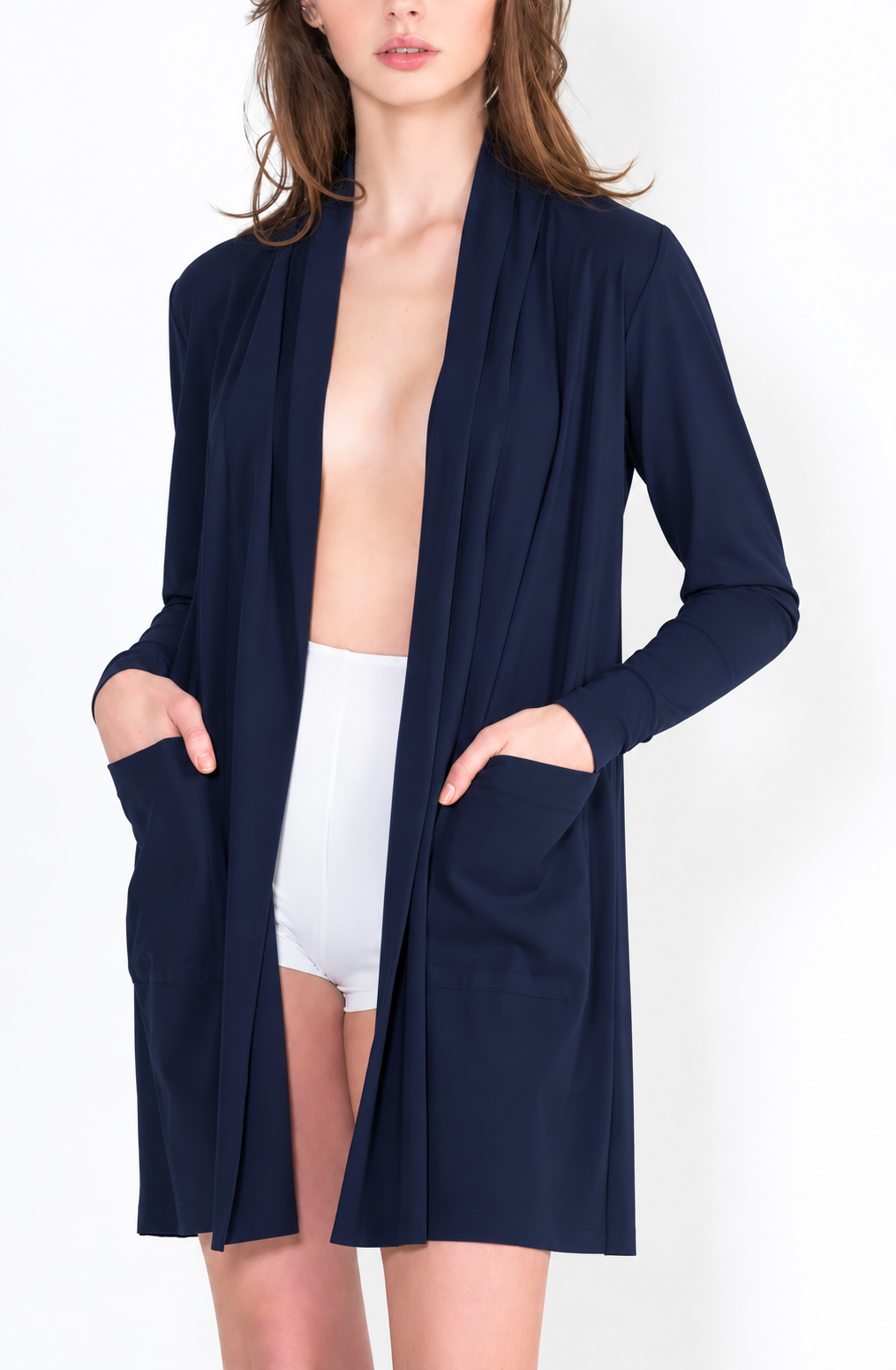 L35 Gilet col chale poche