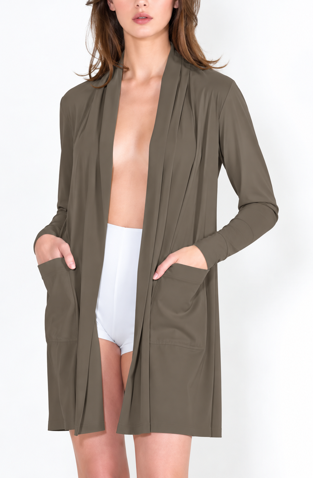 L35 Gilet col chale poche
