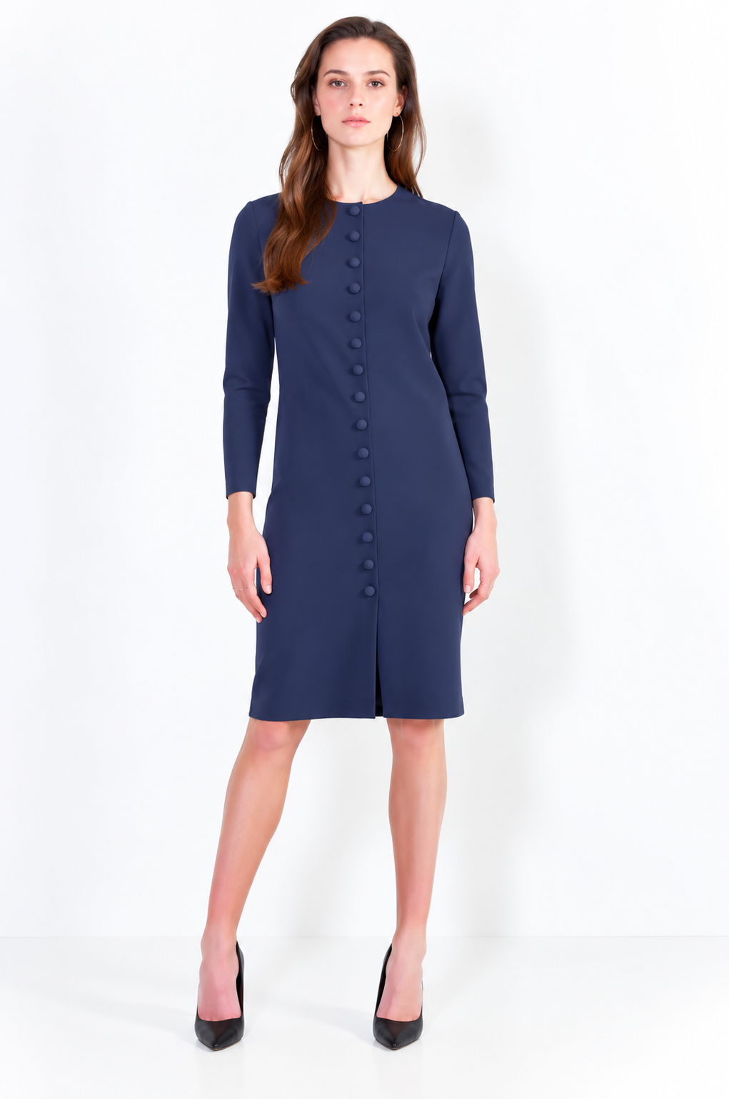 L14 Bis Long buttoned vest with crew neck